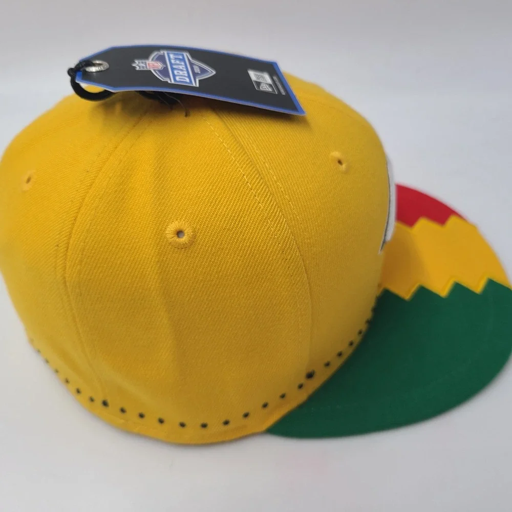 Los Angeles Rams Hat Fitted 7 New Era 59Fifty Yellow Green Red NFL Draft 2019
